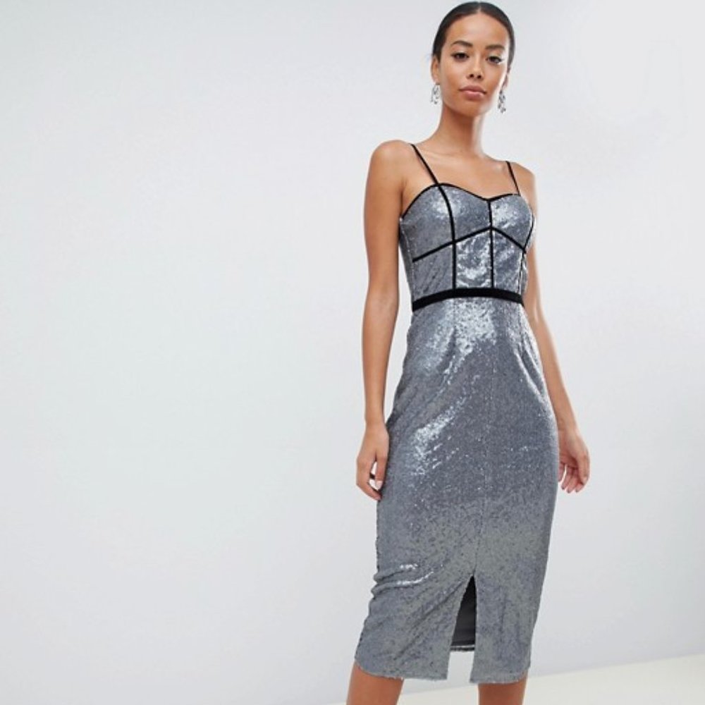 NWT Spaghetti Strap Sequin Pencil Dress